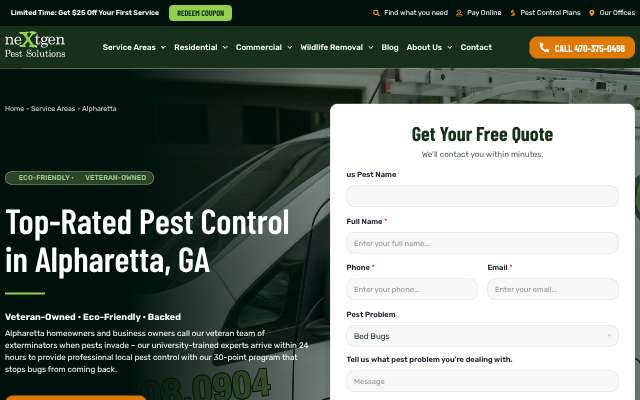 Nextgen Pest Solutions's page as the assistant saw it