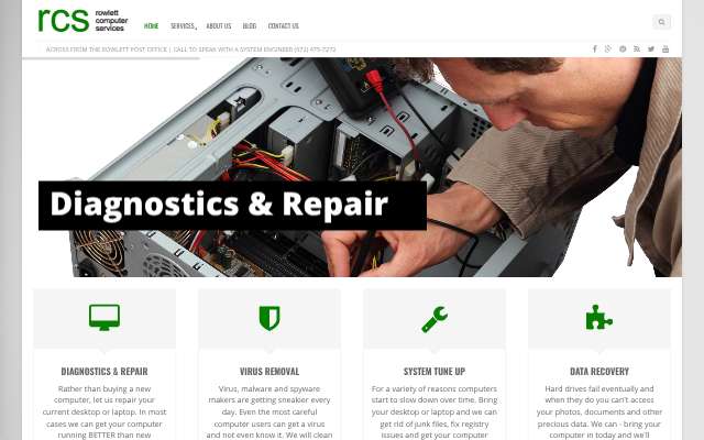 Rowlett Computer and Phone Services's page as the assistant saw it