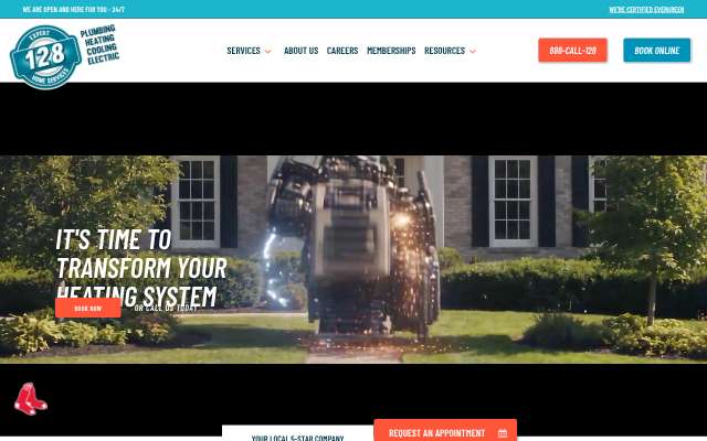 128 Plumbing, Heating, Cooling & Electric's page as the assistant saw it