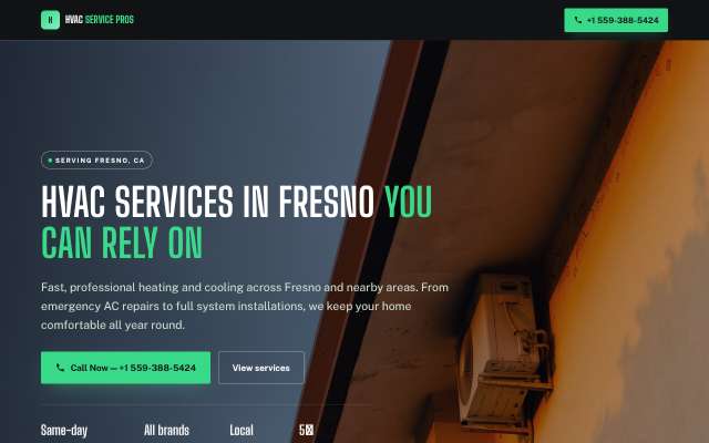 HVAC Service Pros's page as the assistant saw it
