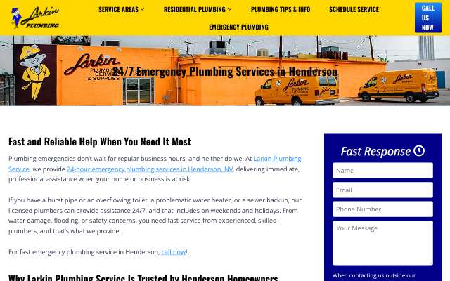 Larkin Plumbing Service's page as the assistant saw it