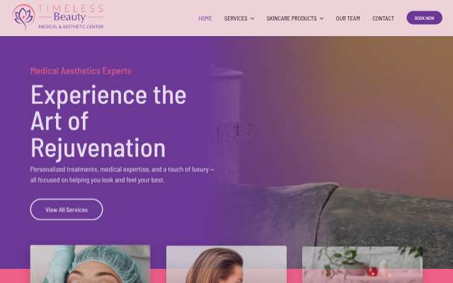 Timeless Beauty Medical & Aesthetic Center's page as the assistant saw it