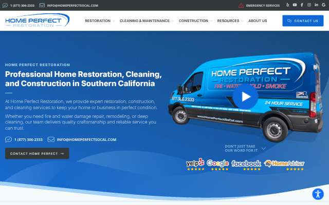 Home Perfect Restoration's page as the assistant saw it