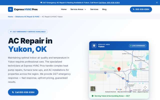 Express HVAC Pros's page as the assistant saw it