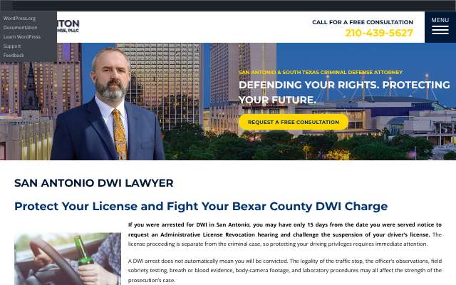 Thornton Criminal Defense (Brad Thornton)'s page as the assistant saw it