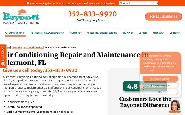 Bayonet Inc's page as the assistant saw it