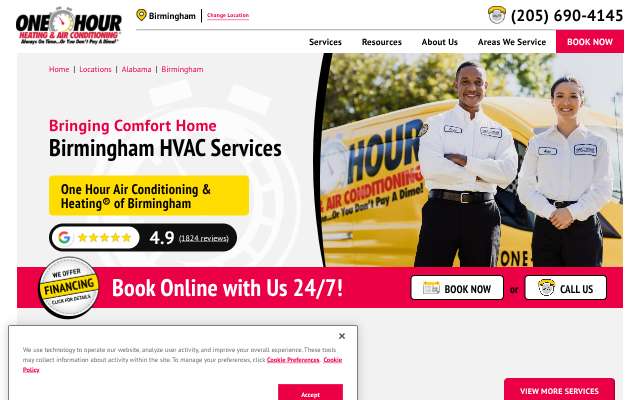 One Hour Heating & Air Conditioning of Birmingham's page as the assistant saw it