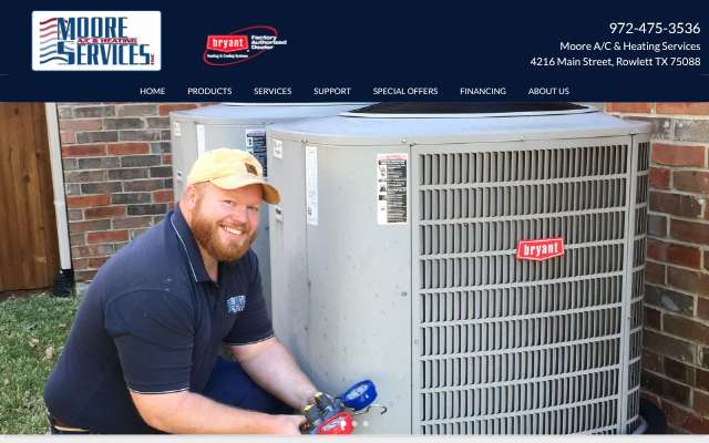 Moore AC and Heating Services's page as the assistant saw it