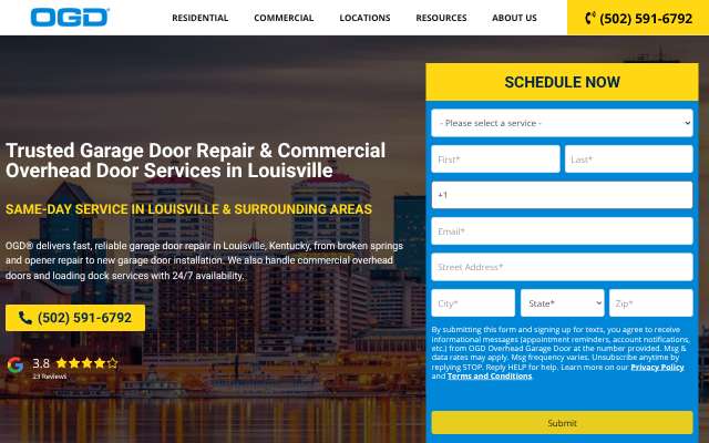 OGD (Overhead Garage Door) of Louisville's page as the assistant saw it