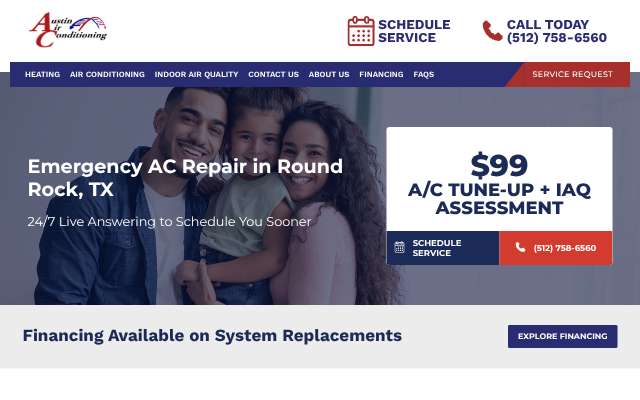 Austin Air Conditioning's page as the assistant saw it