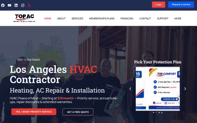 TOP AC Inc.'s page as the assistant saw it