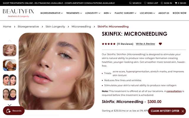 BeautyFix MedSpa Flatiron's page as the assistant saw it
